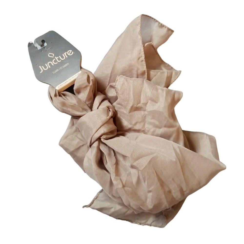 Juncture Scarf 63 In x 13.8 In Tan/ Brown Flowy Boho Spring Summer Neutral Beige